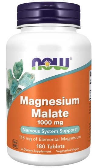 NOW FOODS Magnesium Malate 1000mg (115mg magnezu), 180tabl. - Jabłczan magnezu