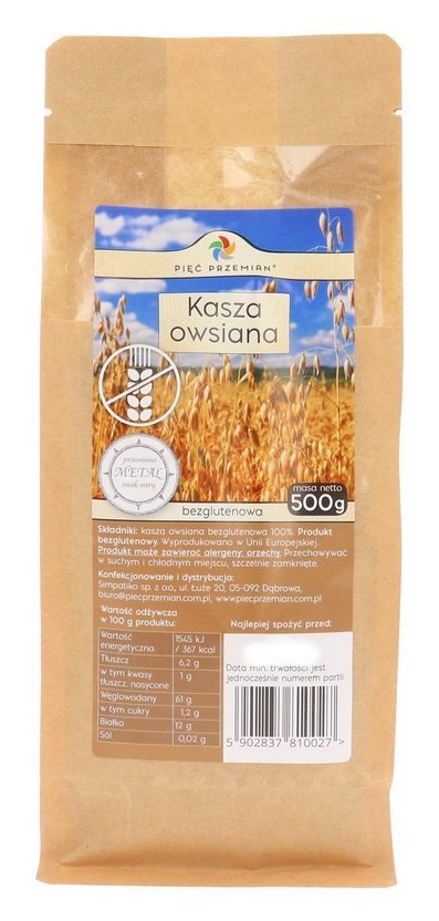 PIĘĆ PRZEMIAN Kasza owsiana bezglutenowa 500g