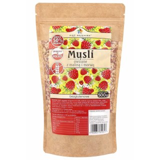 PIĘĆ PRZEMIAN Musli owsiane malina z morwą bezglutenowe 500g