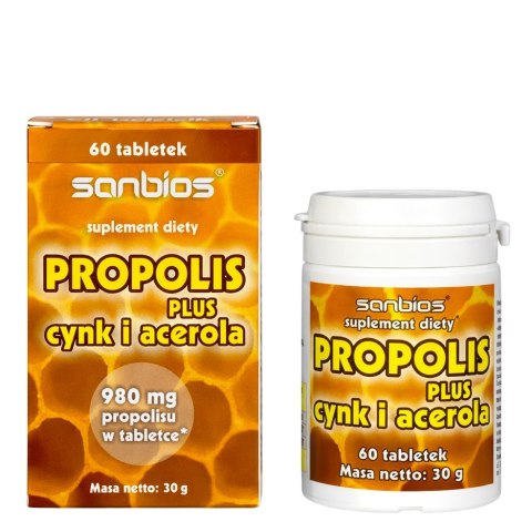 SANBIOS Propolis plus cynk i acerola 60 tabl.