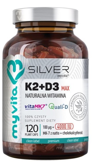 SILVER Witamina K2 100mcg + D3 MAX 4000 IU, 120kaps. MyVita