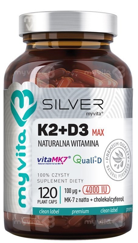 SILVER Witamina K2 100mcg + D3 MAX 4000 IU, 120kaps. MyVita