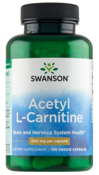 SWANSON Acetyl L-Carnitine 500mg, 100vcaps. - Acetyl L-Karnityny