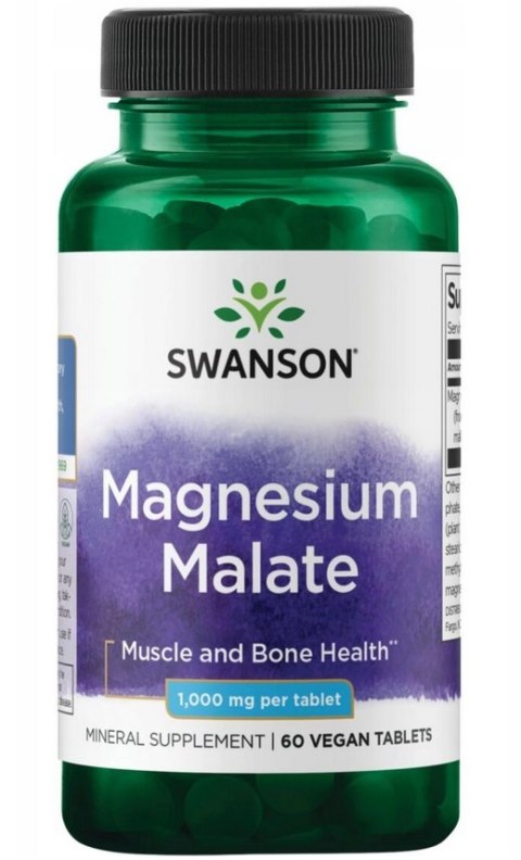 SWANSON Magnesium Malate 150mg magnezu, 60tabl. - Jabłczan magnezu