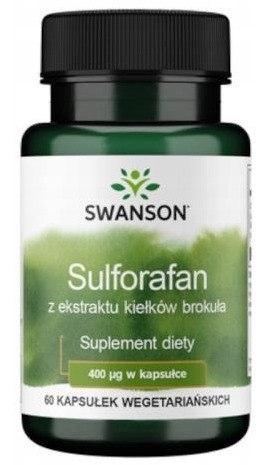 SWANSON Sulforafan - ekstrakt z kiełek brokuła 400mcg, 60kaps.