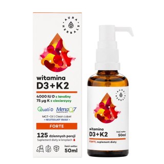 AURA HERBALS Witamina D3 4000 IU + K2 Forte na oleju MCT - krople 50ml