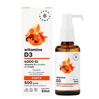 AURA HERBALS Witamina D3 Forte 4000 IU na oleju MCT - krople 50ml