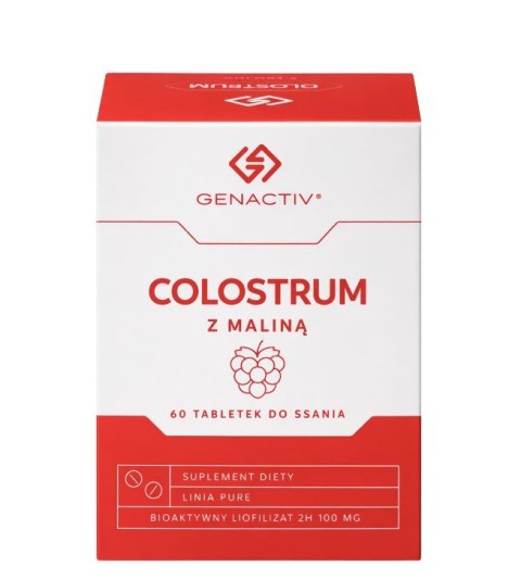 GENACTIV Colostrum z maliną 100mg, 60 tabletek do ssania