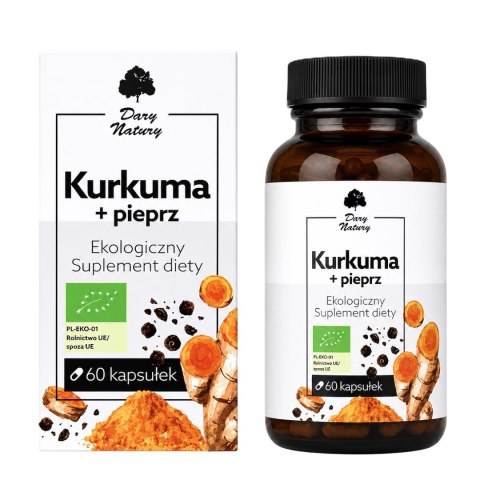 Kurkuma + pieprz 60kaps. Ekologiczny Suplement diety DARY NATURY