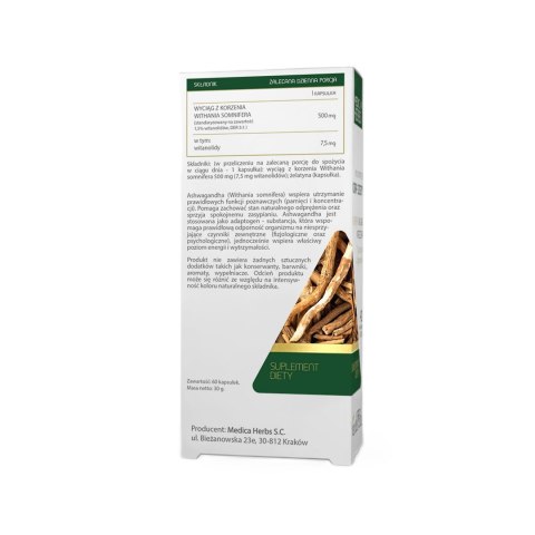 MEDICA HERBS Ashwagandha 500mg, 60 kaps.