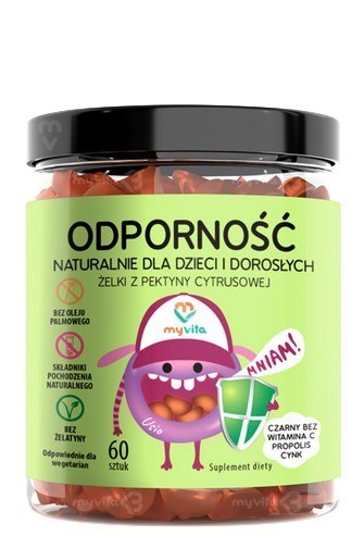 MyVita Żelki Odporność 60 sztuk (dzieci i dorośli) - naturalne żelki z pektyny cytrusowej