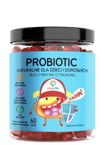 MyVita Żelki Probiotic 60 sztuk (dzieci i dorośli) - naturalne żelki z pektyny cytrusowej