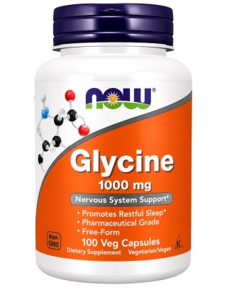 NOW FOODS Glycine 1000mg, 100vcaps. - Glicyna