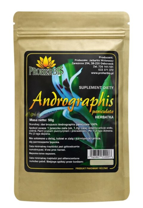 PROHERBIS Andrographis Paniculata - ziele mielone 50g (brodziuszka wiechowata)