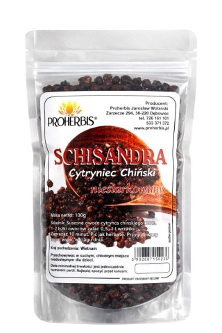 PROHERBIS Schisandra - Cytryniec Chiński - suszone owoce 100g