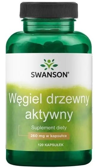 SWANSON Activated Charcoal 260mg, 120kaps. - Węgiel drzewny aktywny