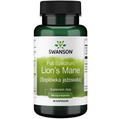 SWANSON Lion's Mane 500mg, 60kaps. - Soplówka jeżowata