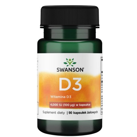 SWANSON Witamina D-3 4000IU, 90kaps. (100mcg)
