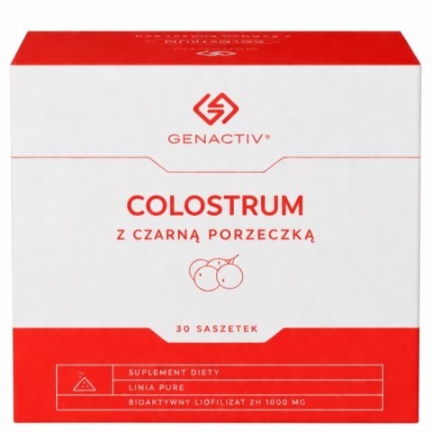 GENACTIV Colostrum z czarną porzeczką saszetki 1000mg, 30 sasz. - bioaktywny liofilizat 2h