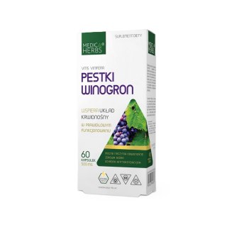 MEDICA HERBS Pestki winogron 500mg, 60 kaps. (475mg OPC)
