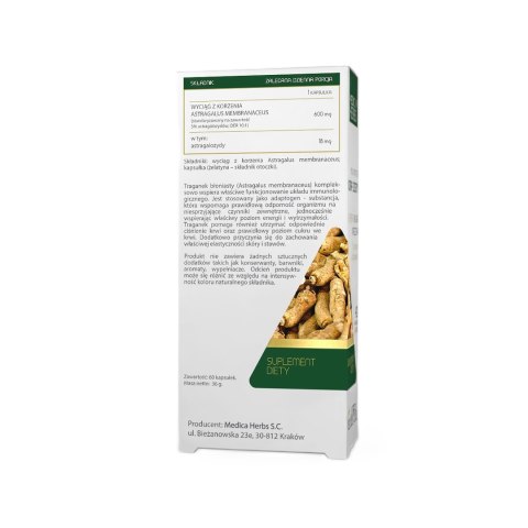 MEDICA HERBS Traganek (Astragalus) 600mg, 60 kaps.