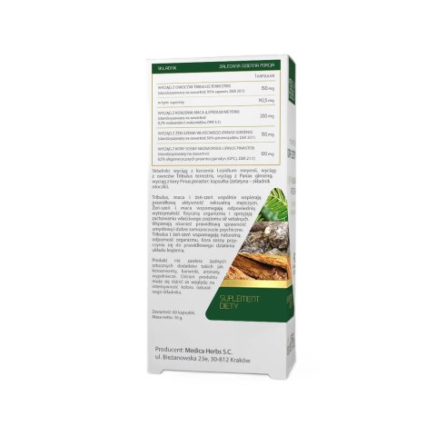 MEDICA HERBS Tribulus, Maca, Żeń-szeń 60 kaps.