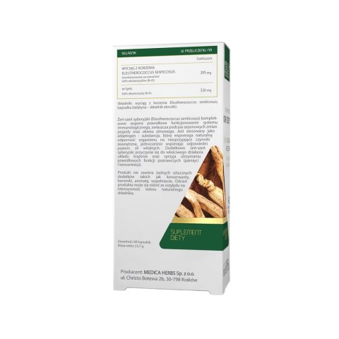MEDICA HERBS Żeń-szeń syberyjski (Eleuthero) 395mg, 60kaps.