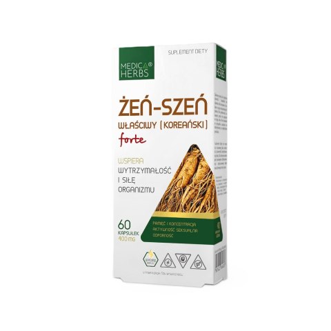 MEDICA HERBS Żeń-szeń właściwy (koreański) forte 400mg, 60 kaps.