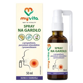 MyVita Spray na gardło z propolisem, porostem islandzkim i prawoślazem 50ml