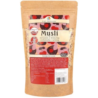 PIĘĆ PRZEMIAN Musli owsiane z wiśnią i mleczną czekoladą bezglutenowe 500g