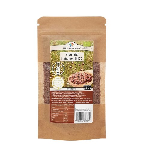 PIĘĆ PRZEMIAN Siemię lniane brązowe bezglutenowe BIO 350g