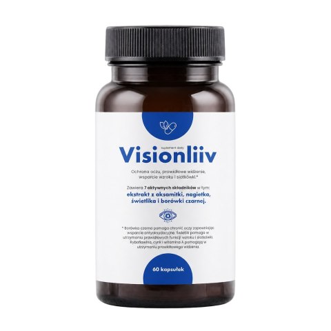 VISIONLIIV - ochrona oczu, prawidłowe widzenie, wsparcie wzroku i siatkówki 60 kaps.