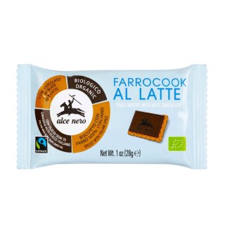 ALCE NERO Herbatniki orkiszowe z czekoladą mleczną FAIR TRADE BIO 28g