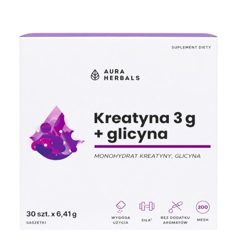AURA HERBALS Kreatyna 3g + glicyna saszetki 30 x 6,41g
