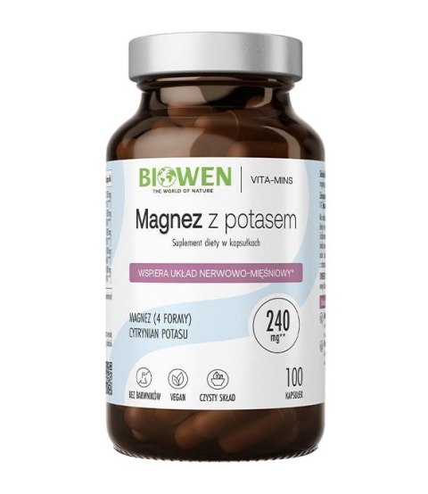 BIOWEN Magnez 4 formy z Potasem - 100 kaps.