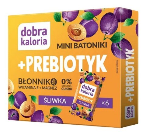 DOBRA KALORIA Mini batoniki +PREBIOTYK śliwka + błonnik, wit. E, magnez 6x17g KUBARA