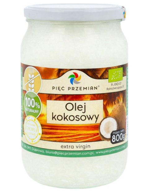 PIĘĆ PRZEMIAN Olej kokosowy BIO extra virgin 800g