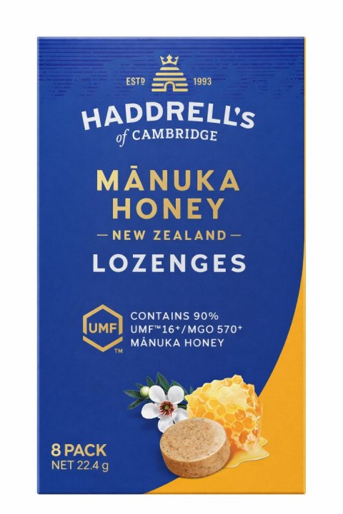 Pastylki do ssania Miód Manuka UMF16+ MGO570+ 8 sztuk (22,4g) HADDRELL'S OF CAMBRIDGE