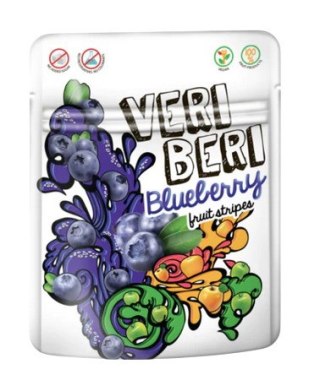 VERI BERI Żelki paski jagodowe bez dodatku cukru bezglutenowe 50g