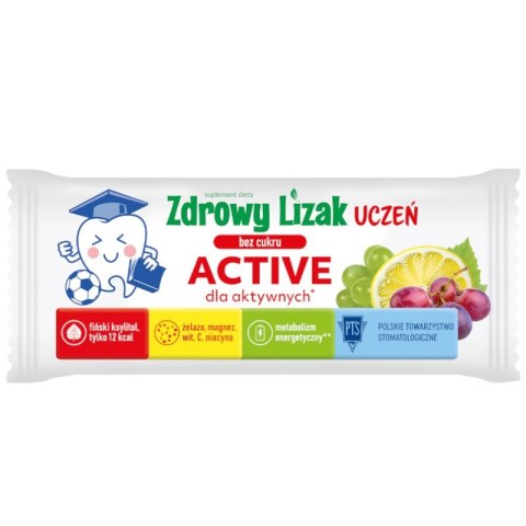 Zdrowy lizak Uczeń bez cukru Active dla aktywnych winogrono-cytryna 1 szt. STARPHARMA