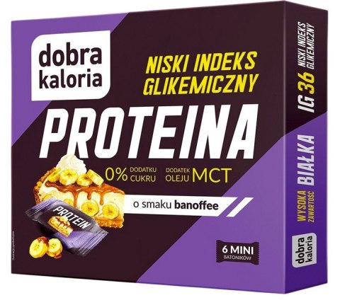 DOBRA KALORIA Mini batoniki PROTEINA z niskim IG o smaku banoffee + olej MCT 6x17g KUBARA