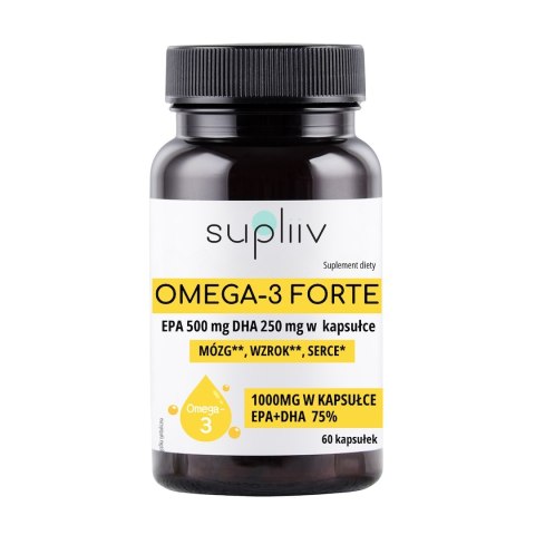 Omega-3 Forte 1000mg, 60kaps. SUPLIIV (500mg EPA, 250mg DHA w 1 kapsułce)