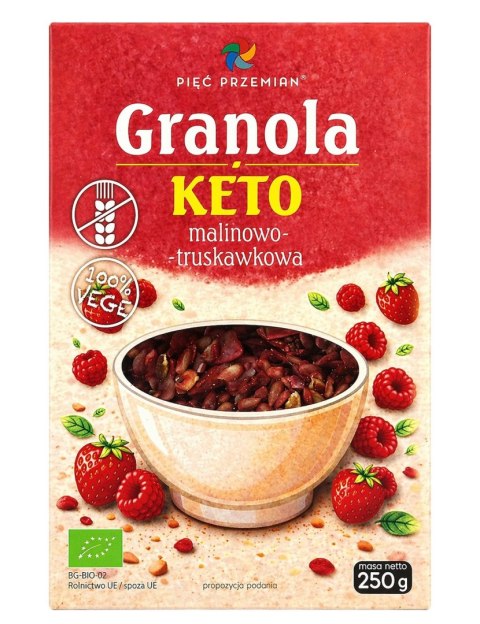 PIĘĆ PRZEMIAN Granola KETO malinowo-truskawkowa bezglutenowa BIO 250g