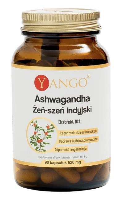 YANGO Ashwagandha - Żeń-szeń Indyjski - ekstrakt 10:1 430mg, 90 kaps.