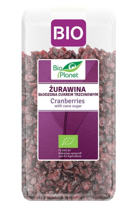 BIO PLANET Żurawina słodzona cukrem trzcinowym BIO 400g