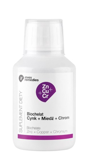 Biochelat Zn-Cu-Cr cynk + miedź + chrom 150 ml INVEX REMEDIES