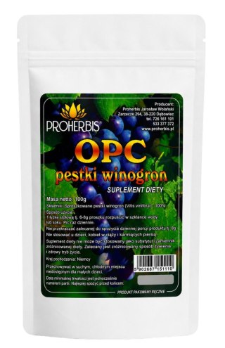 PROHERBIS OPC - pestki winogron mielone 100g