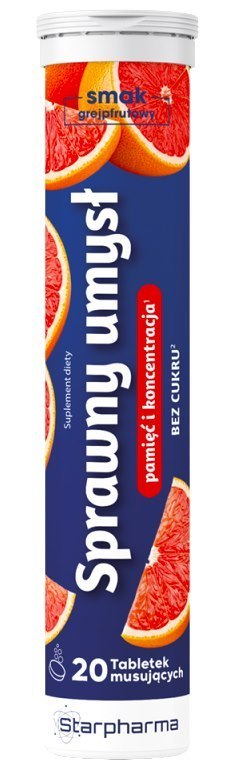 Sprawny umysł pamięć i koncentracja 20 tabletek musujących bez dodatku cukru STARPHARMA