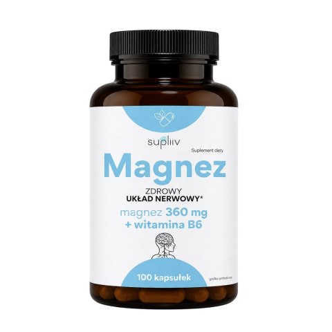 Magnez chelatowany 360mg + witamina B6, 100 kaps. SUPLIIV