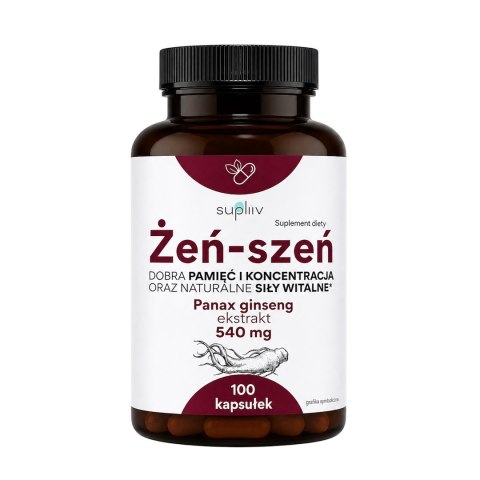 Żeń-szeń Panax ginseng ekstrakt 540mg, 100 kaps. SUPLIIV